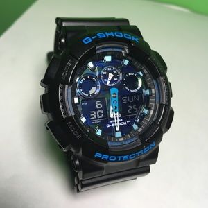 Casio G-Shock Watch Analog Digital Black/Elec Blue